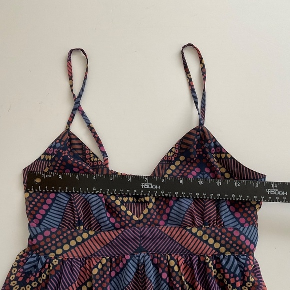 American Eagle Dress Sz 2 Blue Lined Babydoll Boho Geo Print Pull On Y2K Chic - Picture 5 of 8